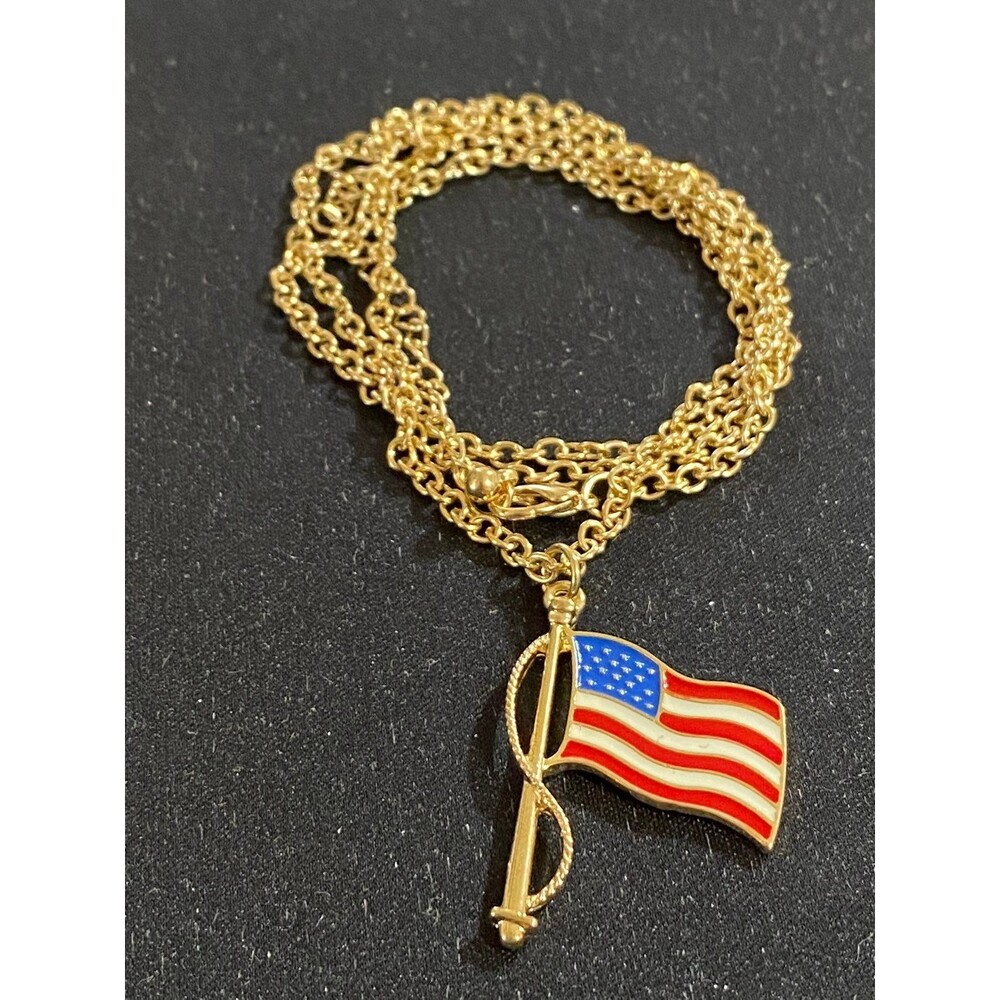 Go USA American Flag Necklace nwot